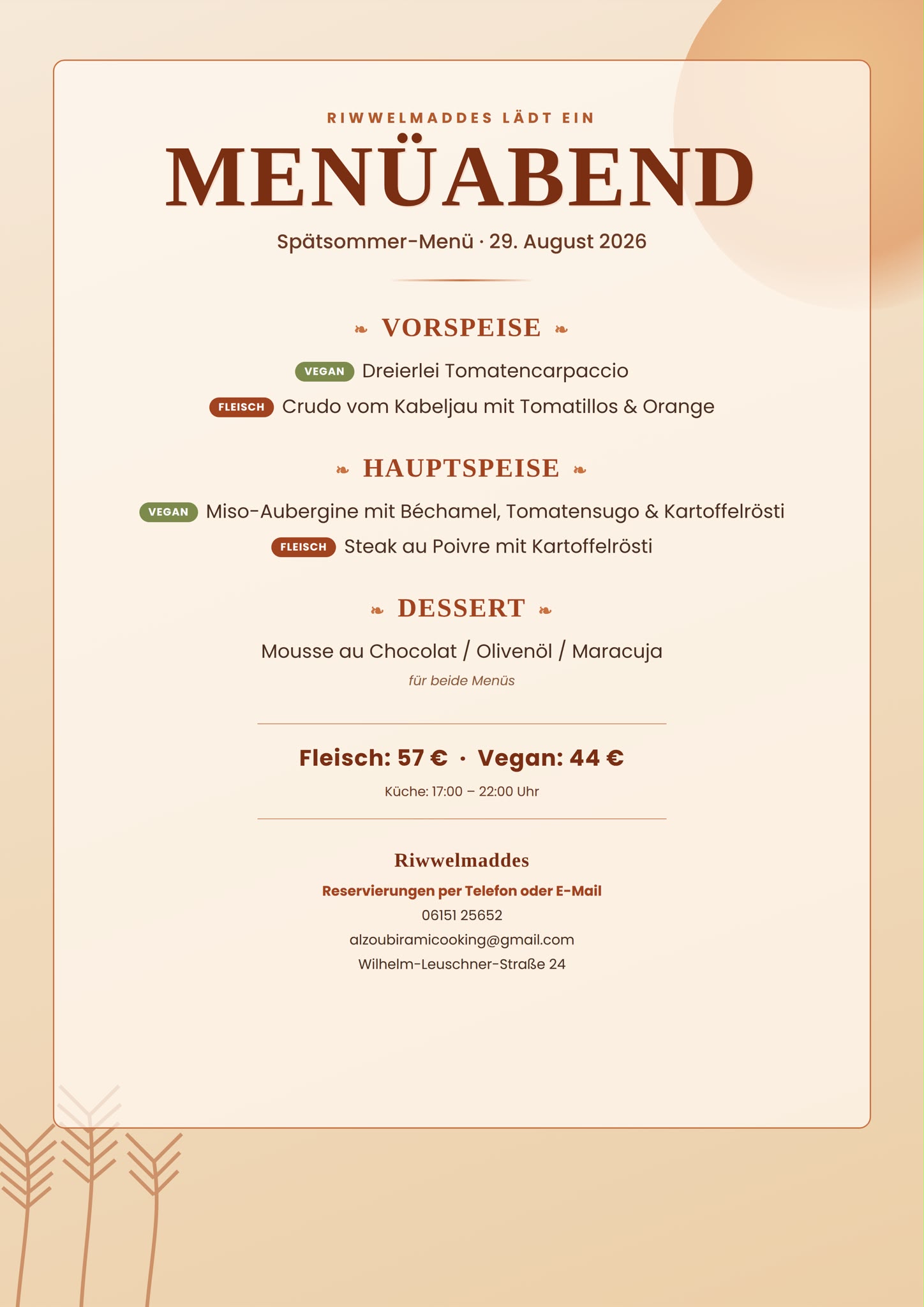 Riwwelmaddes  Men�abend 29.08.2026